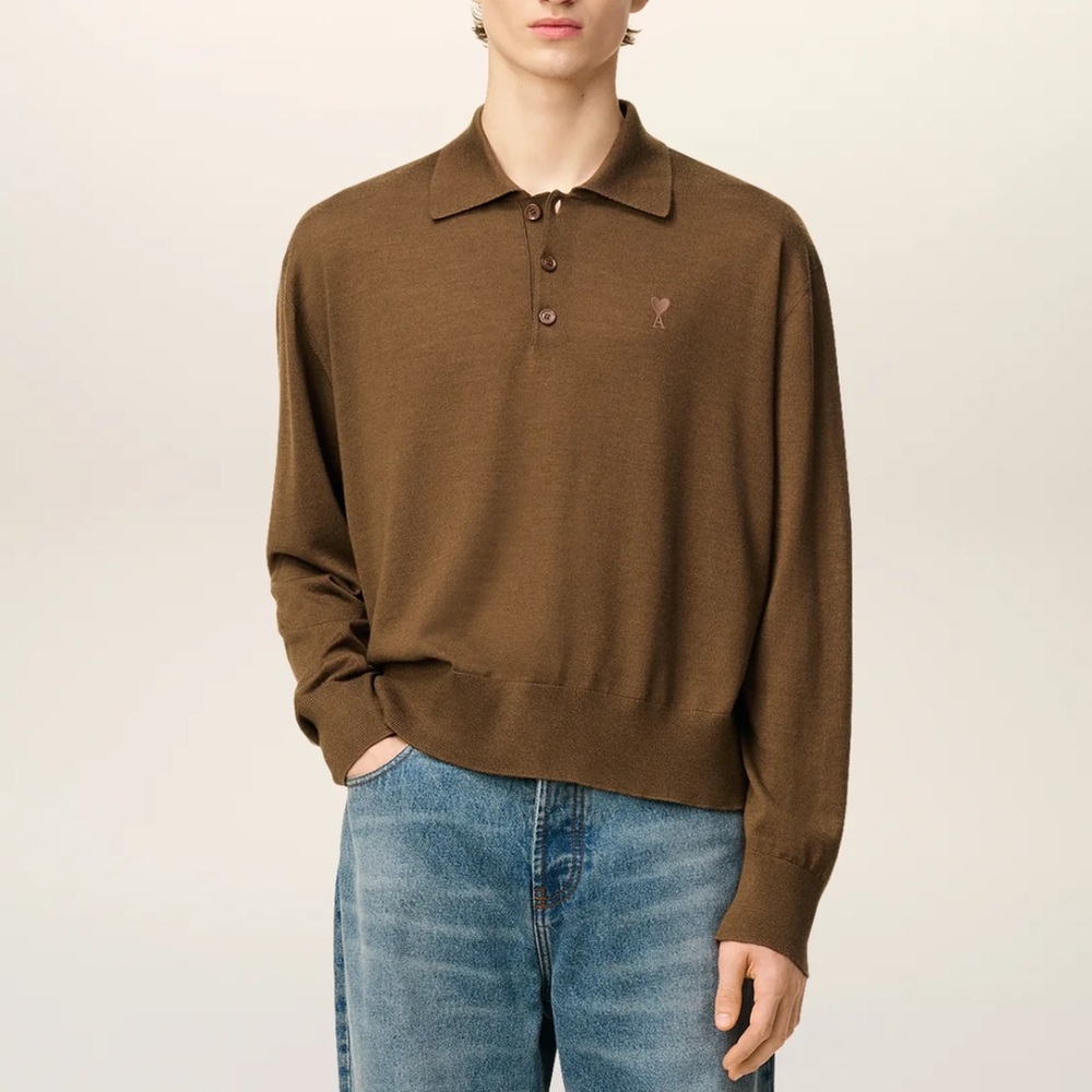 NWT Ami Alexandre Mattiussi Brown Polo Shirt